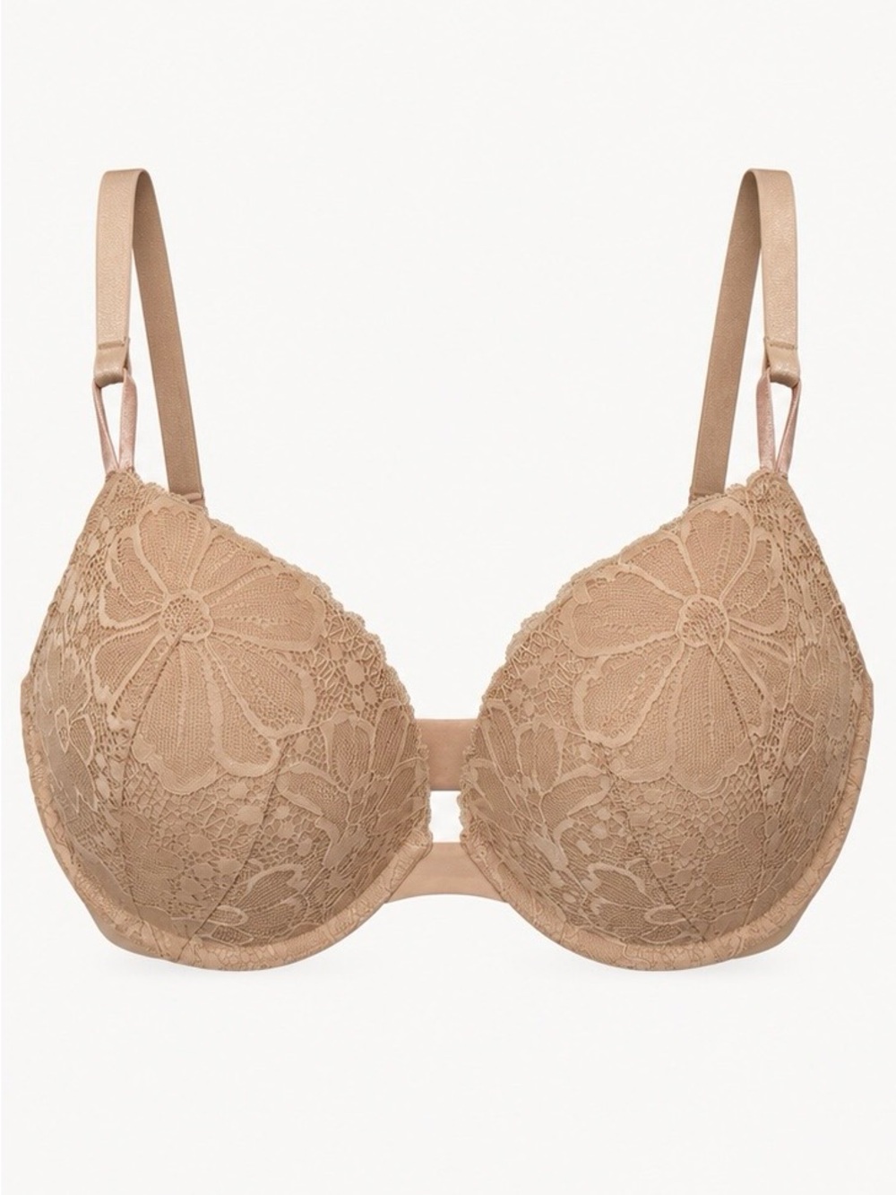 Victoria’s Secret Sexy Tee Lace Push-Up Bra 34DD Nude Beige Floral Lace